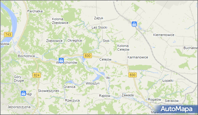 mapa Celejów gmina Wąwolnica, Celejów gmina Wąwolnica na mapie Targeo