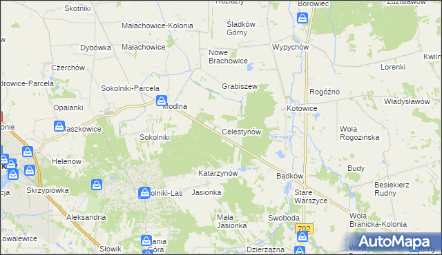 mapa Celestynów gmina Ozorków, Celestynów gmina Ozorków na mapie Targeo