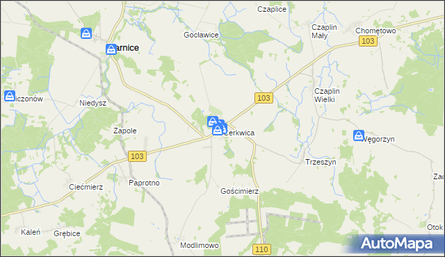 mapa Cerkwica, Cerkwica na mapie Targeo