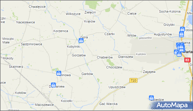 mapa Chabierów, Chabierów na mapie Targeo