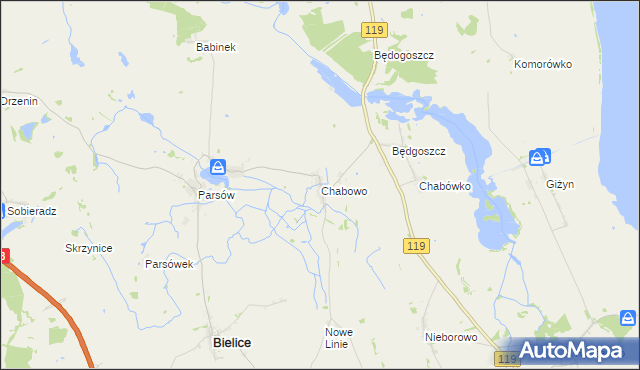 mapa Chabowo, Chabowo na mapie Targeo