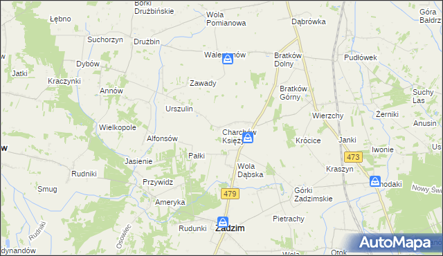 mapa Charchów Księży, Charchów Księży na mapie Targeo