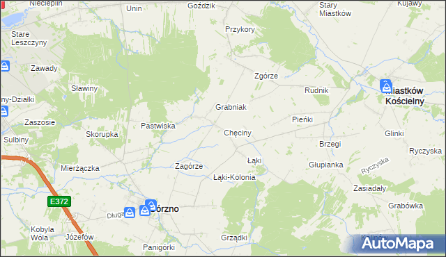 mapa Chęciny gmina Górzno, Chęciny gmina Górzno na mapie Targeo