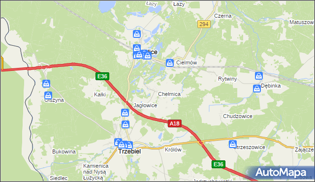 mapa Chełmica, Chełmica na mapie Targeo