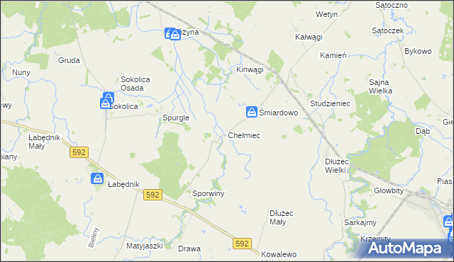 mapa Chełmiec gmina Sępopol, Chełmiec gmina Sępopol na mapie Targeo