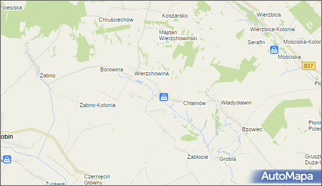 mapa Chłaniów-Kolonia, Chłaniów-Kolonia na mapie Targeo