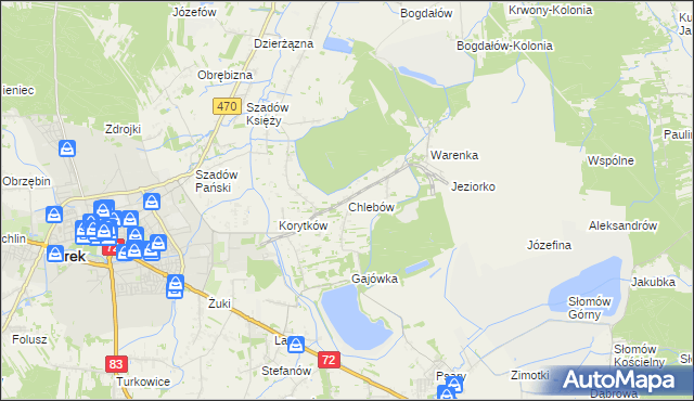 mapa Chlebów gmina Turek, Chlebów gmina Turek na mapie Targeo