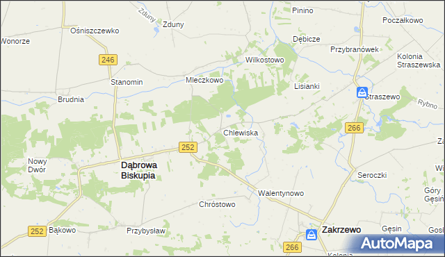 mapa Chlewiska gmina Dąbrowa Biskupia, Chlewiska gmina Dąbrowa Biskupia na mapie Targeo