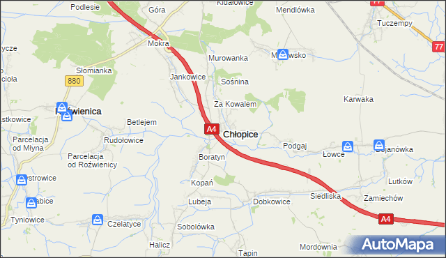 mapa Chłopice, Chłopice na mapie Targeo