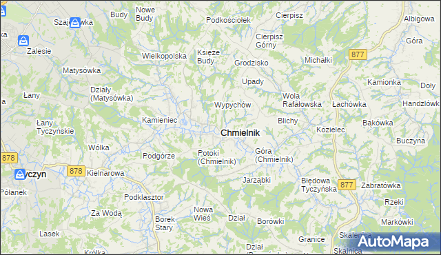 mapa Chmielnik powiat rzeszowski, Chmielnik powiat rzeszowski na mapie Targeo