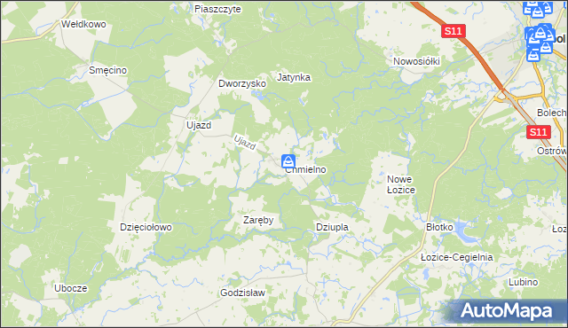 mapa Chmielno gmina Bobolice, Chmielno gmina Bobolice na mapie Targeo