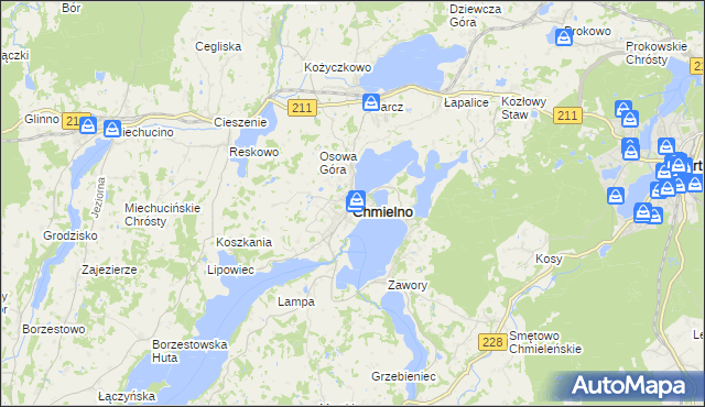 mapa Chmielno powiat kartuski, Chmielno powiat kartuski na mapie Targeo