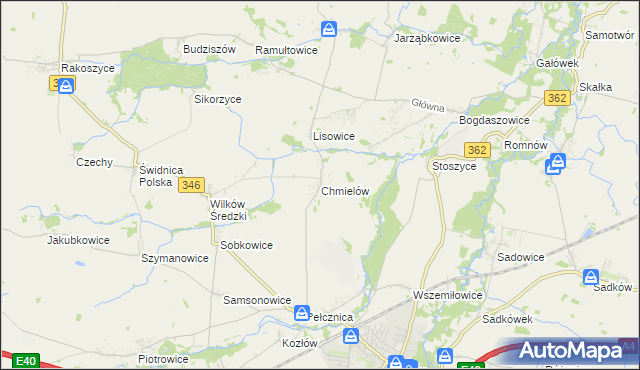 mapa Chmielów gmina Kostomłoty, Chmielów gmina Kostomłoty na mapie Targeo