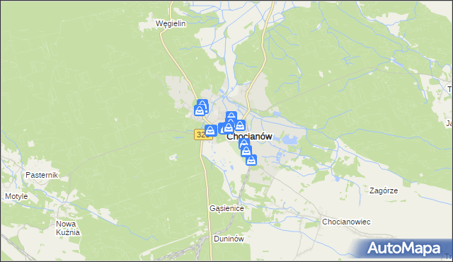 mapa Chocianów, Chocianów na mapie Targeo