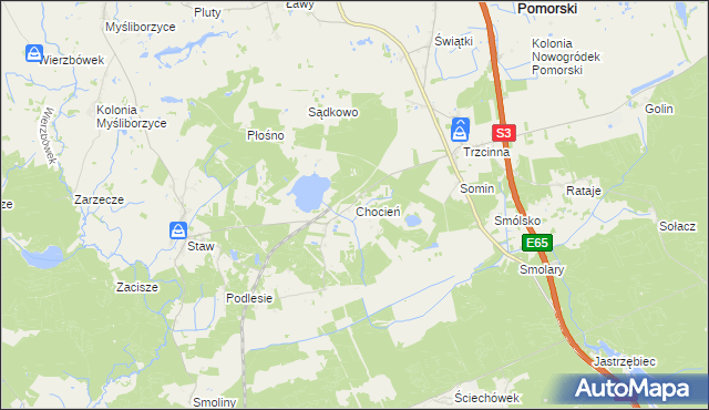 mapa Chocień, Chocień na mapie Targeo