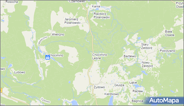 mapa Chocimino Leśne, Chocimino Leśne na mapie Targeo