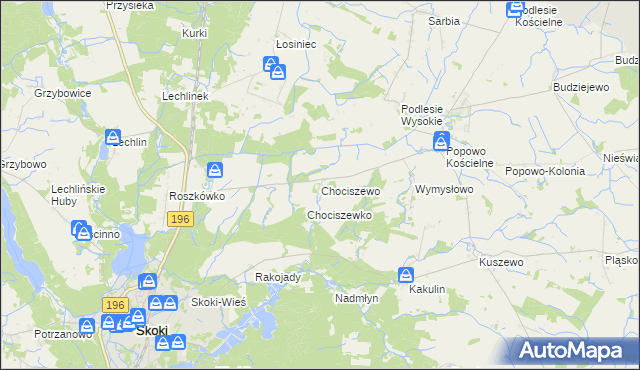 mapa Chociszewo gmina Skoki, Chociszewo gmina Skoki na mapie Targeo
