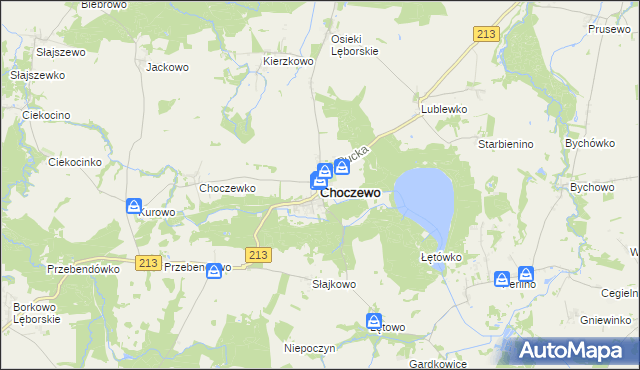 mapa Choczewo, Choczewo na mapie Targeo