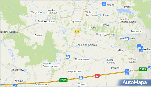 mapa Chojeniec-Kolonia, Chojeniec-Kolonia na mapie Targeo