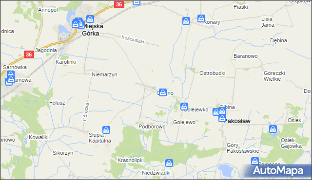 mapa Chojno gmina Pakosław, Chojno gmina Pakosław na mapie Targeo