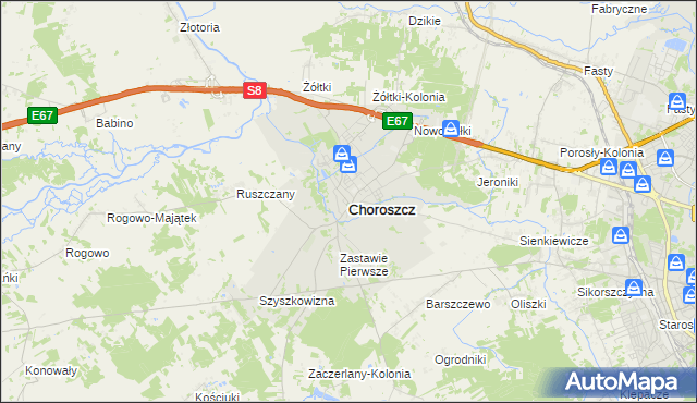 mapa Choroszcz, Choroszcz na mapie Targeo