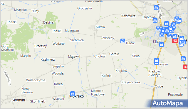 mapa Chotów gmina Mokrsko, Chotów gmina Mokrsko na mapie Targeo