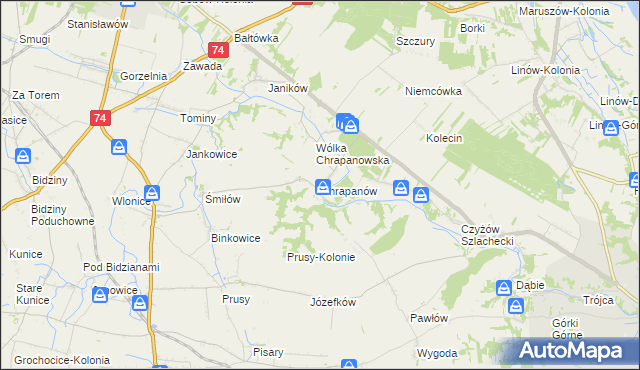 mapa Chrapanów, Chrapanów na mapie Targeo