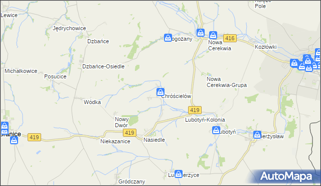 mapa Chróścielów, Chróścielów na mapie Targeo