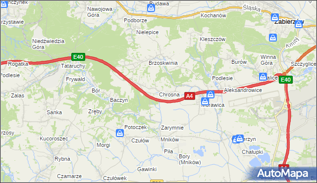 mapa Chrosna gmina Liszki, Chrosna gmina Liszki na mapie Targeo