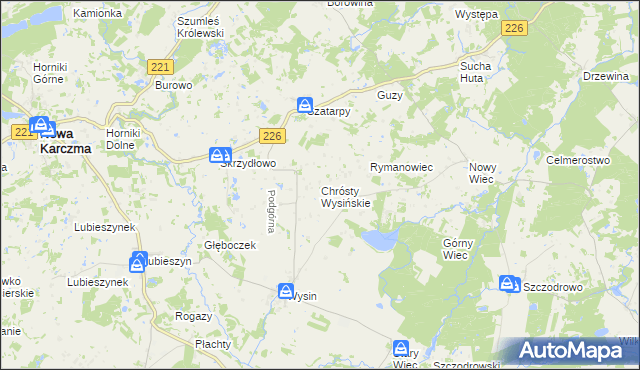 mapa Chrósty Wysińskie, Chrósty Wysińskie na mapie Targeo
