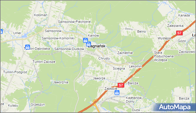mapa Chrusty gmina Zagnańsk, Chrusty gmina Zagnańsk na mapie Targeo