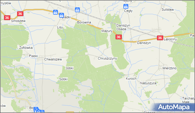 mapa Chruszczyny, Chruszczyny na mapie Targeo