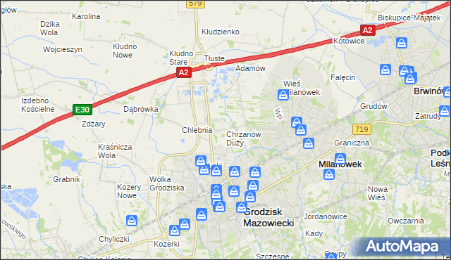 mapa Chrzanów Duży, Chrzanów Duży na mapie Targeo