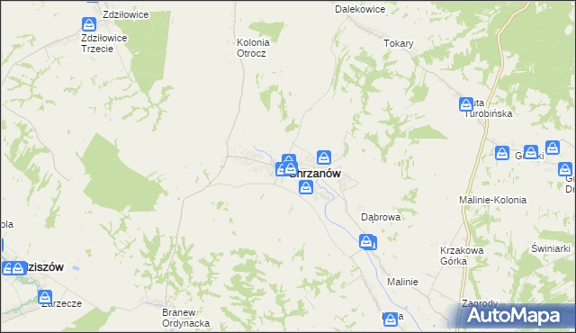 mapa Chrzanów powiat janowski, Chrzanów powiat janowski na mapie Targeo