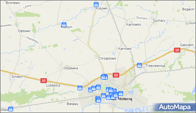 mapa Chrząstowo gmina Nakło nad Notecią, Chrząstowo gmina Nakło nad Notecią na mapie Targeo