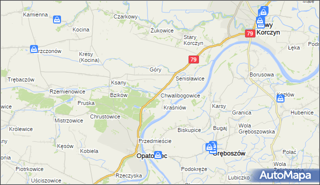 mapa Chwalibogowice, Chwalibogowice na mapie Targeo