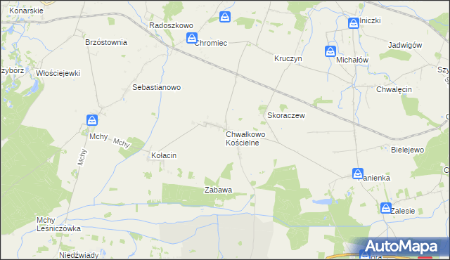 mapa Chwałkowo Kościelne, Chwałkowo Kościelne na mapie Targeo