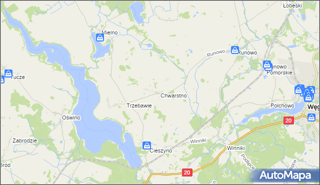 mapa Chwarstno, Chwarstno na mapie Targeo