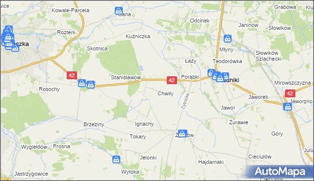 mapa Chwiły, Chwiły na mapie Targeo