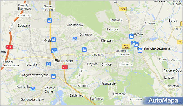 mapa Chyliczki gmina Piaseczno, Chyliczki gmina Piaseczno na mapie Targeo