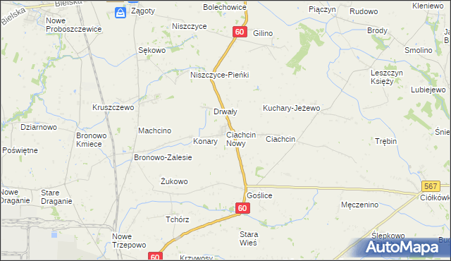 mapa Ciachcin Nowy, Ciachcin Nowy na mapie Targeo