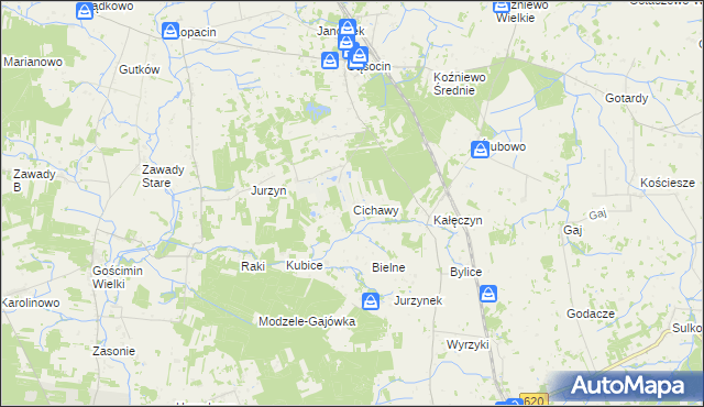 mapa Cichawy, Cichawy na mapie Targeo