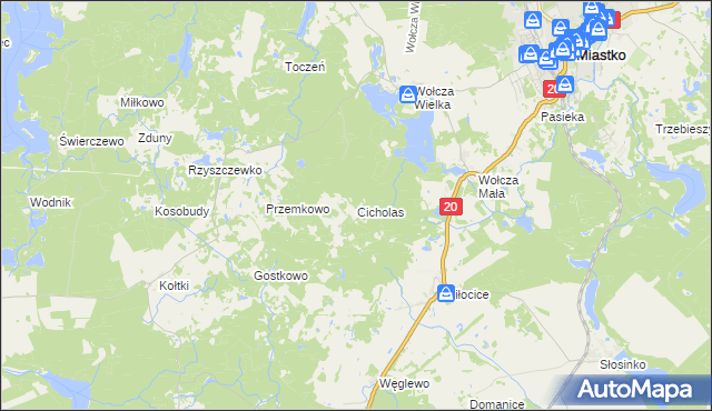 mapa Cicholas, Cicholas na mapie Targeo