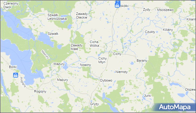 mapa Cichy Młyn, Cichy Młyn na mapie Targeo