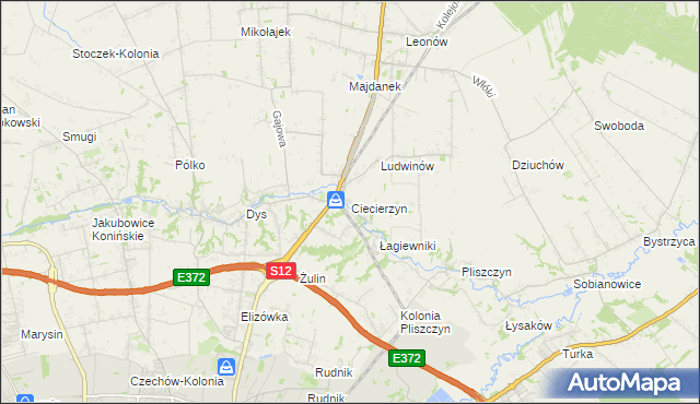mapa Ciecierzyn gmina Niemce, Ciecierzyn gmina Niemce na mapie Targeo