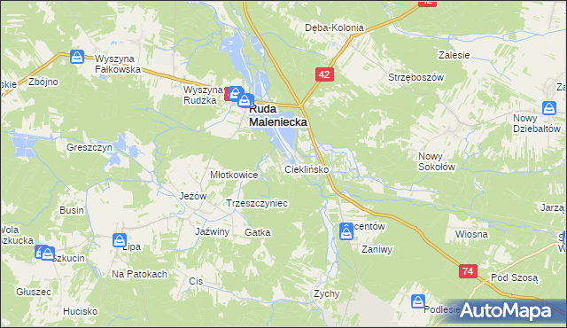 mapa Cieklińsko, Cieklińsko na mapie Targeo