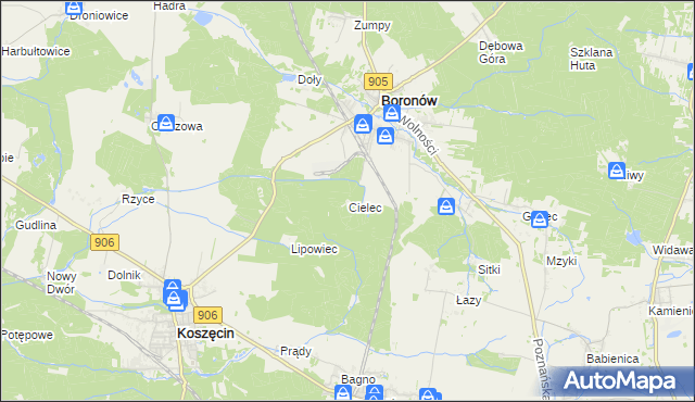 mapa Cielec, Cielec na mapie Targeo