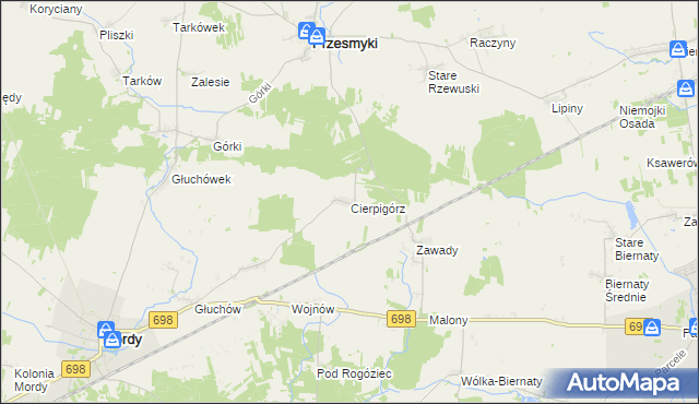 mapa Cierpigórz gmina Przesmyki, Cierpigórz gmina Przesmyki na mapie Targeo