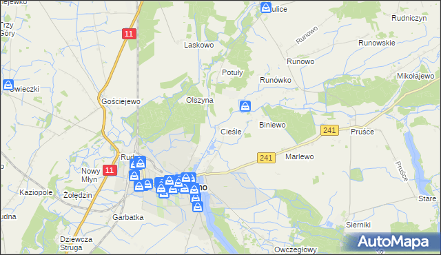 mapa Cieśle gmina Rogoźno, Cieśle gmina Rogoźno na mapie Targeo