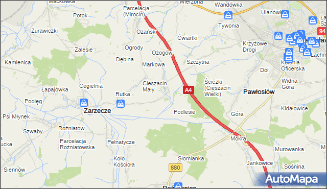 mapa Cieszacin Wielki, Cieszacin Wielki na mapie Targeo